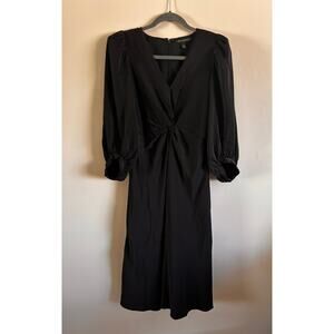 Banana Republic Twist Front Midi Dress Black Women's Size 2